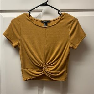 Cropped tie front shirt